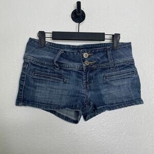 Z Co. Womens Shorts Size 7 Denim Blue Dark Wash Low Rise Y2K Jean Shorts